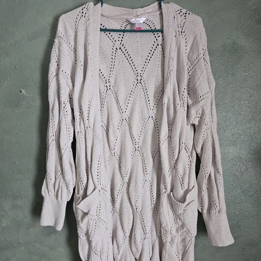 No Boundaries - Open-Knit Long Cardigan Sweater - Women's L Large